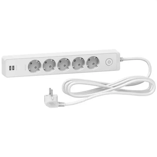 BASE MULTIENCHUFE DE 5 TOMAS + 2 USB CABLE 3m BLANCO Comprar En Línea