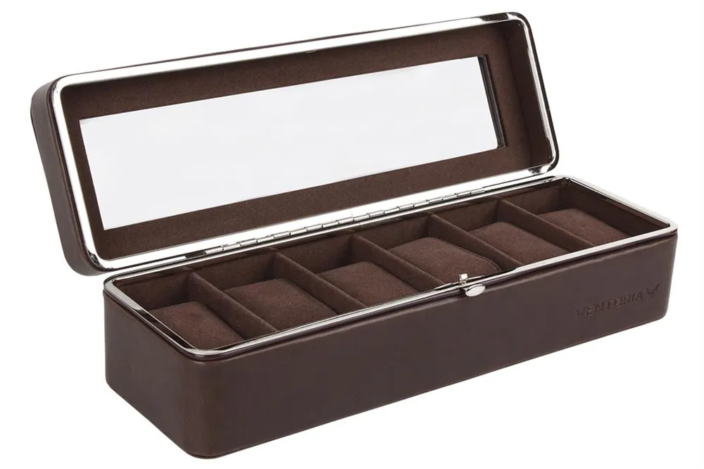 Favorito De Clientes CAJA GUARDA RELOJES 5 UDS PIEL NEGRA