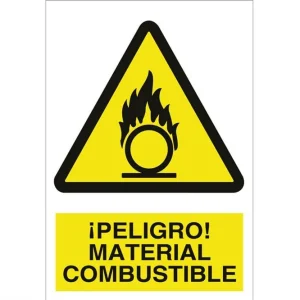 SEÑAL ADHESIVO 148X105 MM. ¡Peligro! material combustible Entrega Rápida