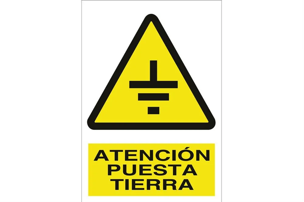 SEÑAL POLIESTIRENO 210X148 MM Atención puesta tierra Premium