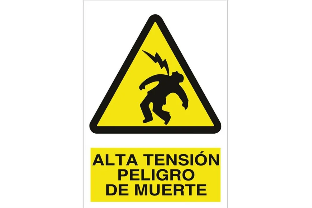 Moderno SEÑAL ADHESIVO 148X105 MM. Alta tensión peligro de muerte