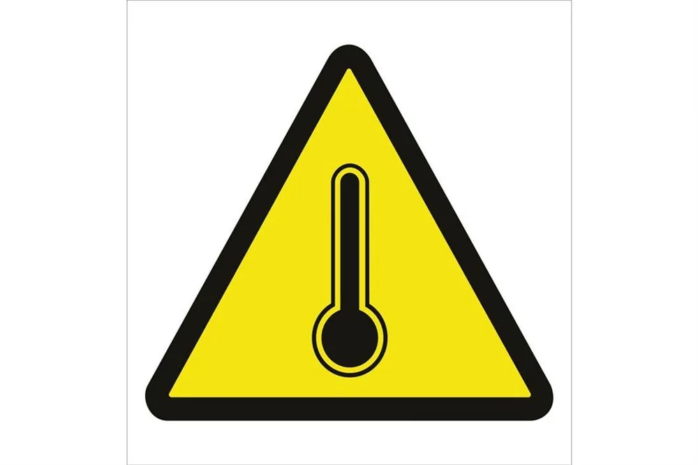 Oferta De Temporada SEÑAL ADHESIVA 148X148 MM Peligro alta temperatura