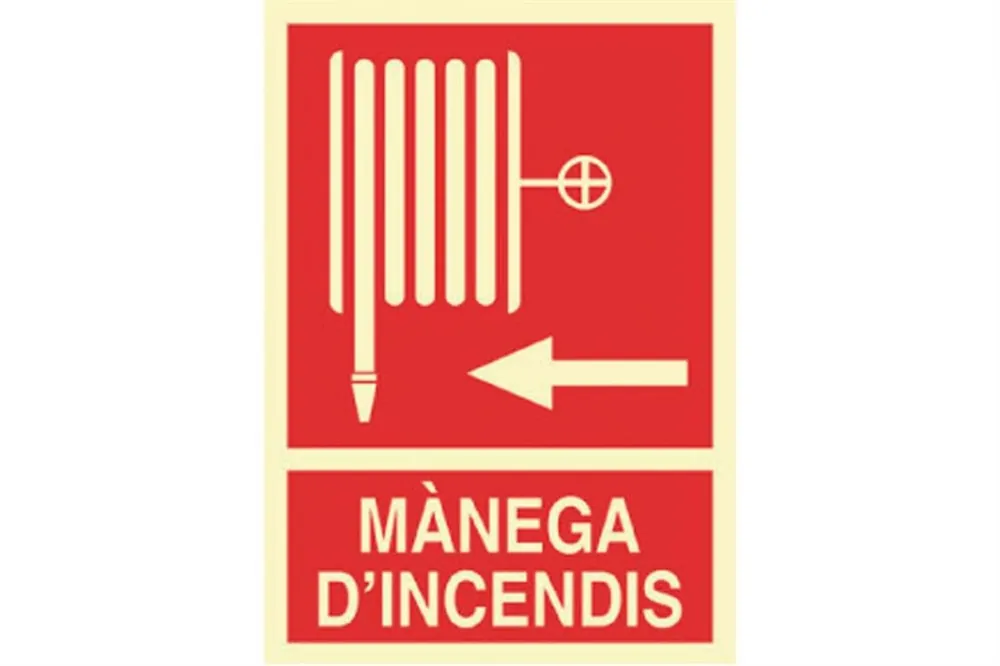 SEÑAL LUMINISCENTE 297X210MM. Mànega Dincendis esquerra Marca Reconocida