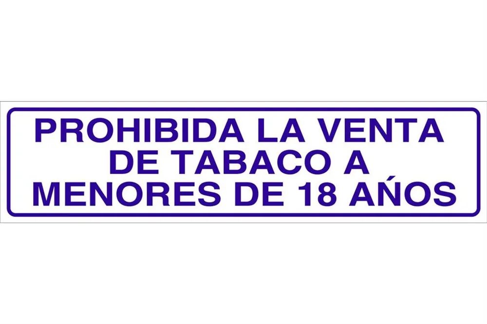 Exclusivo SEÑAL GLASSPACK ADHESIVA 175X45 Prohibida la venta de tabaco a menores de 18 años