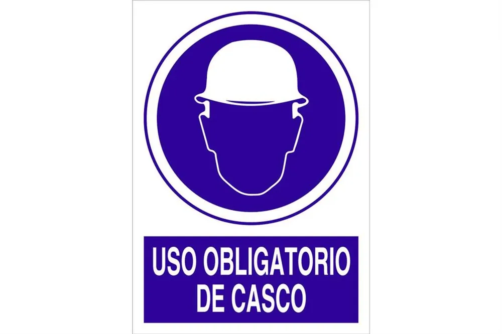 SEÑAL ADHESIVA 148X105MM Uso obligatorio de casco No Te Lo Pierdas