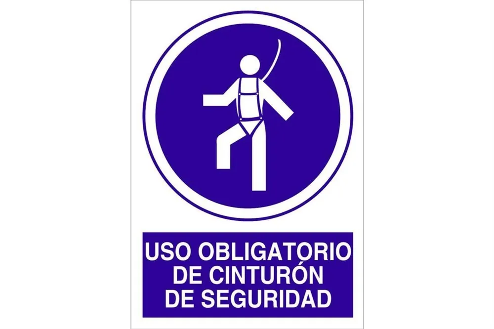 SEÑAL POLIESTIRENO 1,5mm 297X210 Uso obligatorio de cinturón de seguridad Disponible Ahora