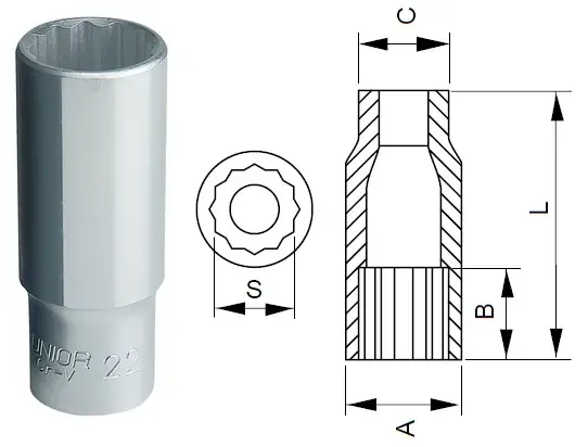 LLAVE VASO 1/2 LARGA 21MM BIHEX Precio Rebajado