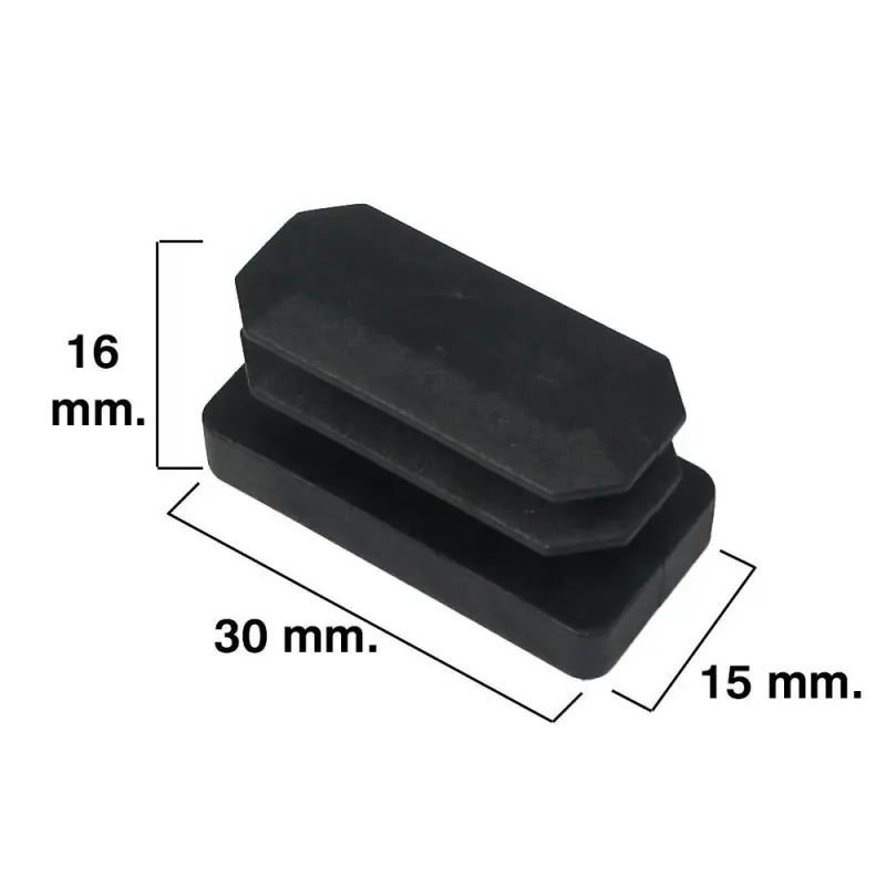 Contera Rectangular Negra 15x30mm. Blister 4 piezas. Entrega Rápida