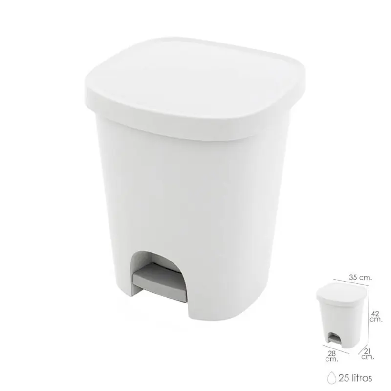 Entrega Rápida Cubo Basura Con Pedal 25 Litros Plastico Blanco