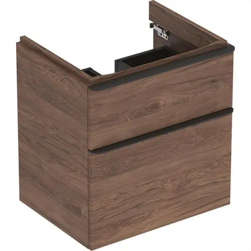 Más Vendido MUEBLE BAJO SMYLE SQUARE PARA LAVABO 58,4cm 2 CAJONES MADERA NOGAL